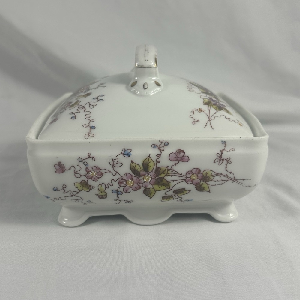 Limoges France Porcelain Trinket Box Floral Square Lidded Dresser Jar 5.25" - Picture 5 of 16